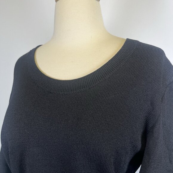 Vintage St. John Basics Santana Knit Sweater Short Sleeve Crew Neck Black Medium - Picture 4 of 9